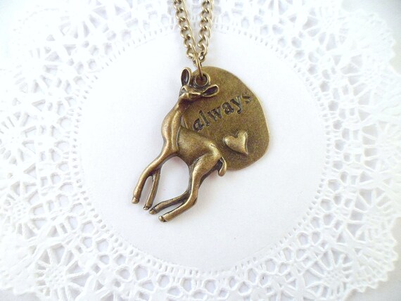 Always Said Snape Bronze Deer Doe Necklace