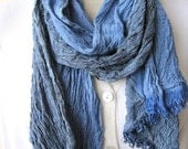 Denim blue stripe Scarf,2012 fashioN-woman-MAN SCARVES ,crinkle fabric scarf,cotton scarf,viscose-Turkey Scarf gifts