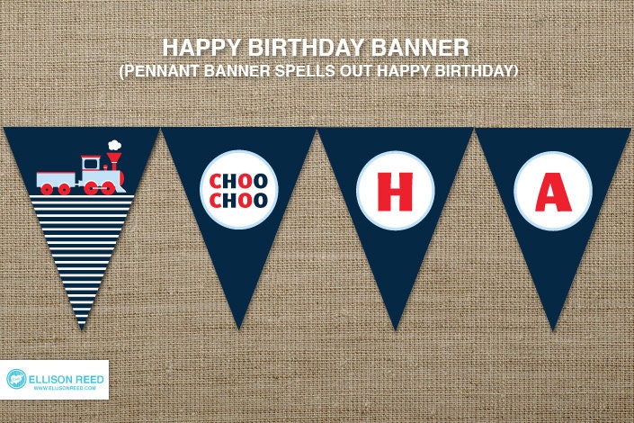 Train Printable - Train Birthday - Train Banner - decorations - choo choo - printable party - 2nd birthday - first birthday - boy birthday Il_570xn