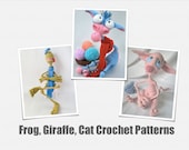 Giraffe, Cat and Frog Crochet Patterns Amigurumi Pdf files (Instant Download)
