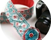Aqua Poppies Camera Strap DSLR SLR