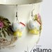 Delicate sterling silver with miniature porcelain kitty earrings, Hello kitty earrings, fashion earrings
