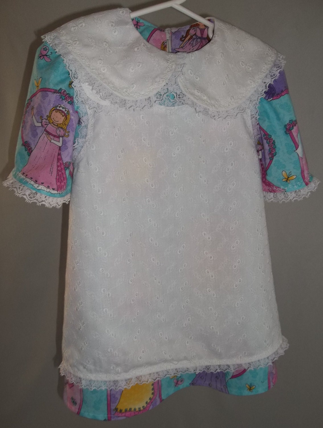Little Princesses Pretty As A Pictures Girls Cotton Dress with Eyelet Pinafore