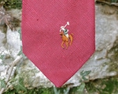 Vintage Ralph Lauren Polo Linen Tie Rich Red Color