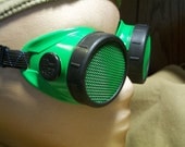 Bright FREAKIN' GREEN SCREEN Goggles Steampunk Optic Conductors Cyber Punk Mad Scientist Gothic Rave Welding