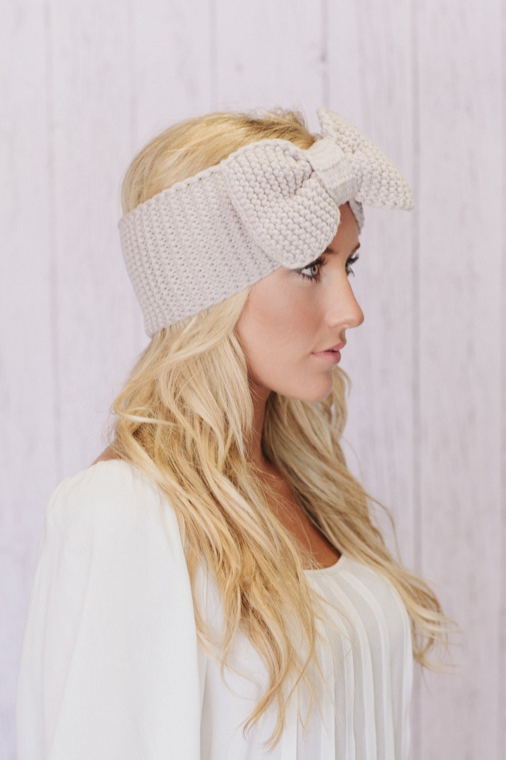 Knitted Bow Headband Oversized Bow Ear Warmer Wide Knitted Headband
