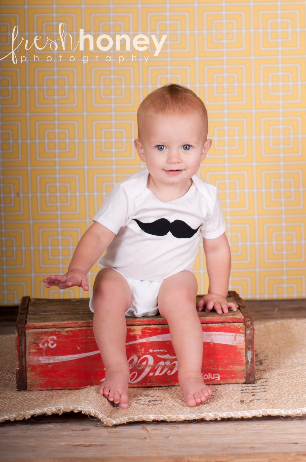 Swanky Shank Hipster Mustache short sleeved onesie
