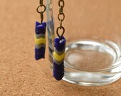 Vintage indigo Czech snake bead earrings