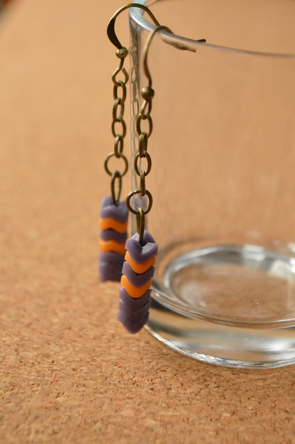Vintage purple Czech snake bead earrings