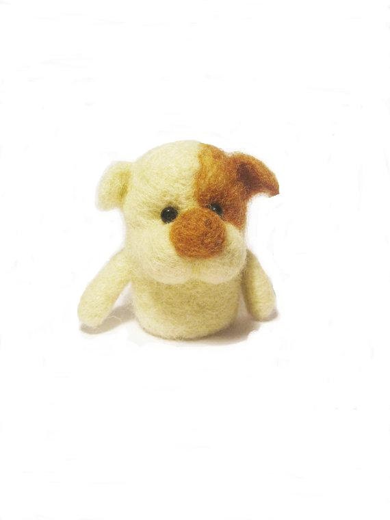 Needle felted dog finger puppet - Eco friendly toy made from 100% wool - Made to order