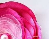 Pink  Flower, Organza Brooch, Pink Wedding Flower - gemsgallery
