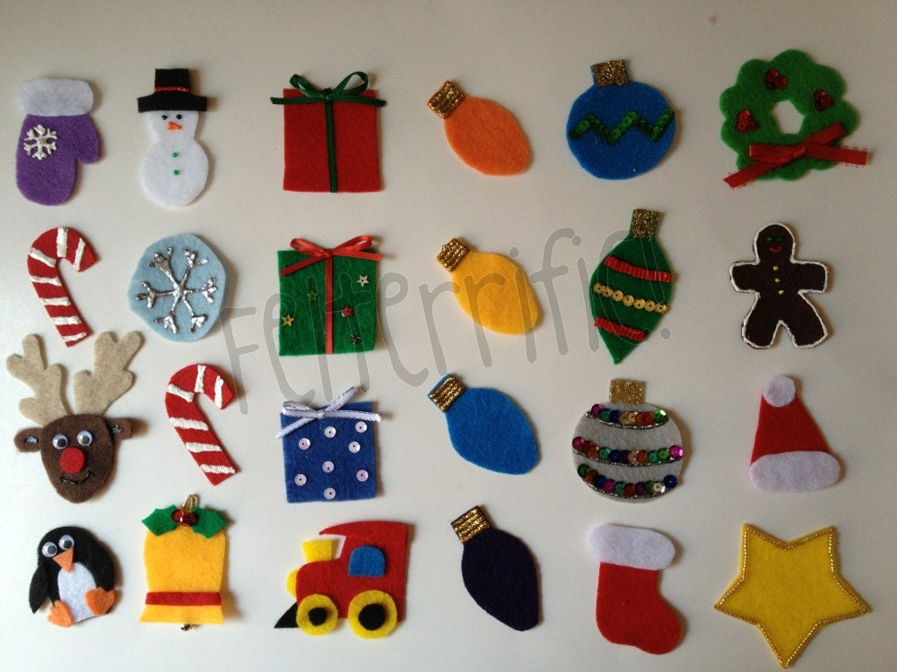 Set of 24  Handmade Advent Calendar Ornaments