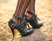 Dark grey herringbone lace front spats -Daphne-