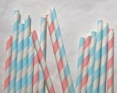 Light Pink and Light Blue paper straws, Pack of 50, Gender Reveal Party Il_170x135