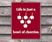 8"x10" Printable / Digital Poster 'Cherries' - in Crimson red - JPG - Instant download