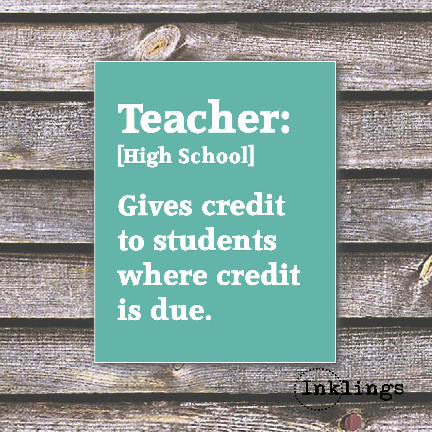 8"x10" Printable / Digital Poster 'Teacher-High School'- in Seafoam green - JPG -  Instant Download