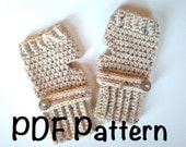 PATTERN:  Oatmeal Button Mitts, PDF easy crochet pattern, Fingerless Gloves, wrist warmers, mittens, InStAnT DoWnLoAd, Permission to Sell