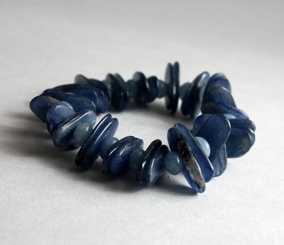 Covington Stretch Bracelet Iolite Slabs Denim Milky Aqua Bead