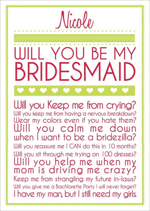 Bridesmaid Card