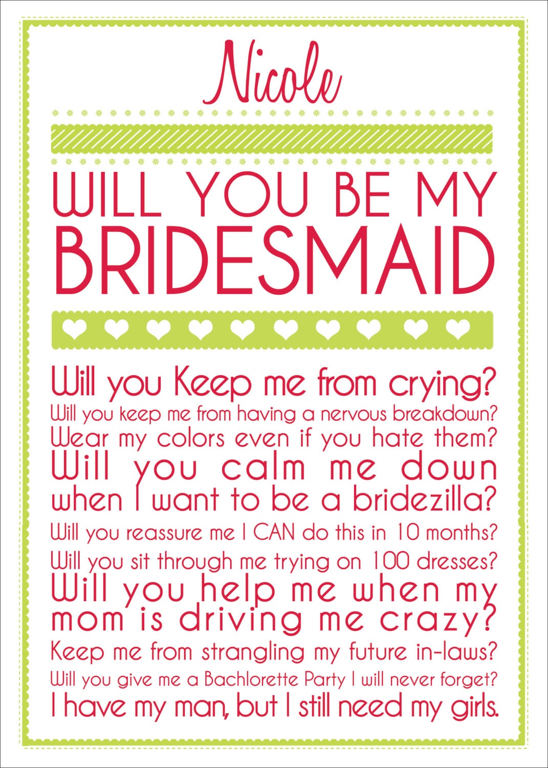 Bridesmaid Card