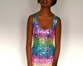 Rainbow Holographic Bandage Dress