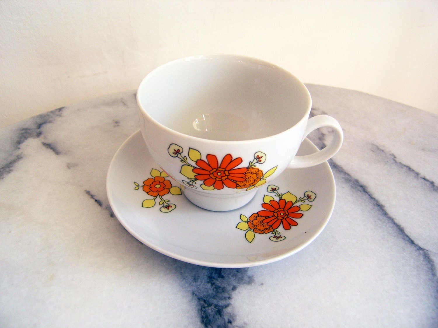 3 Vintage 1970s Kahla Porcelain Tea Plates, Retro Porcelain Tea Plates from East Germany, Brand Kahla