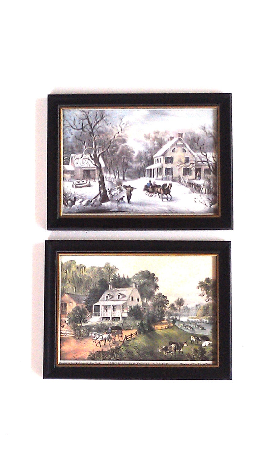 Currier & Ives Prints Vintage Set of 4 Seasons