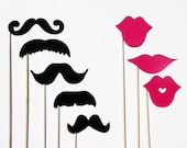 Mustache and Lips On a Stick - 8 Piece Set - Photo Booth Props