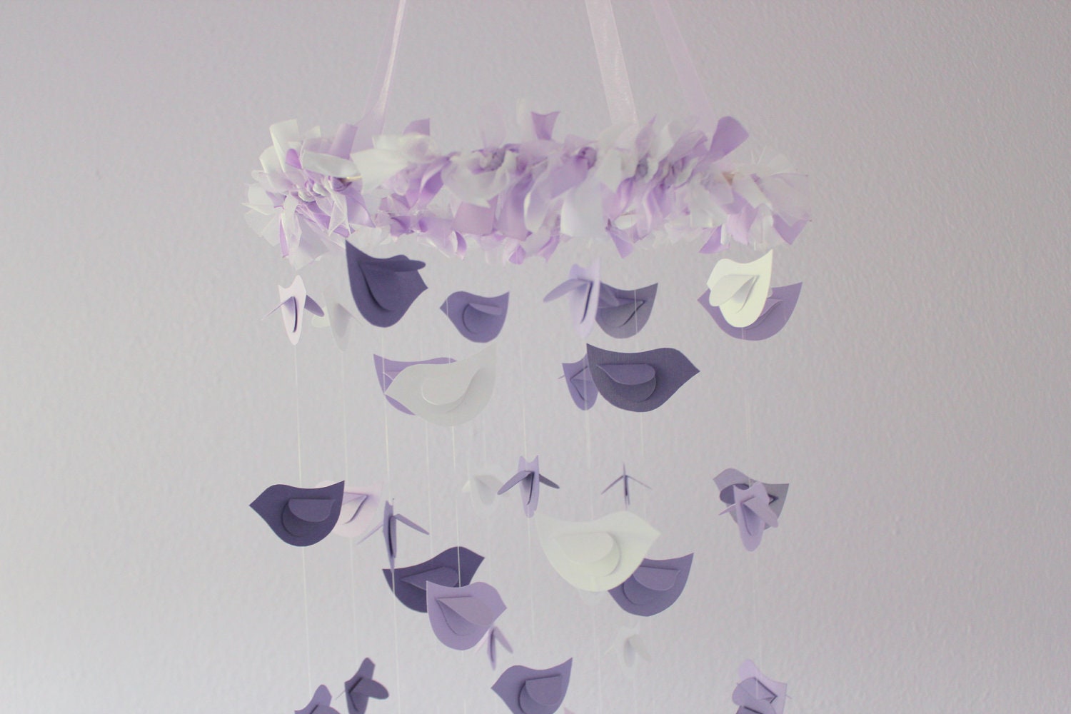 Children's Mobile- Birds in Lavender, Purples & White- Children's Room Decor, Nursery Decor, Baby Shower Gift