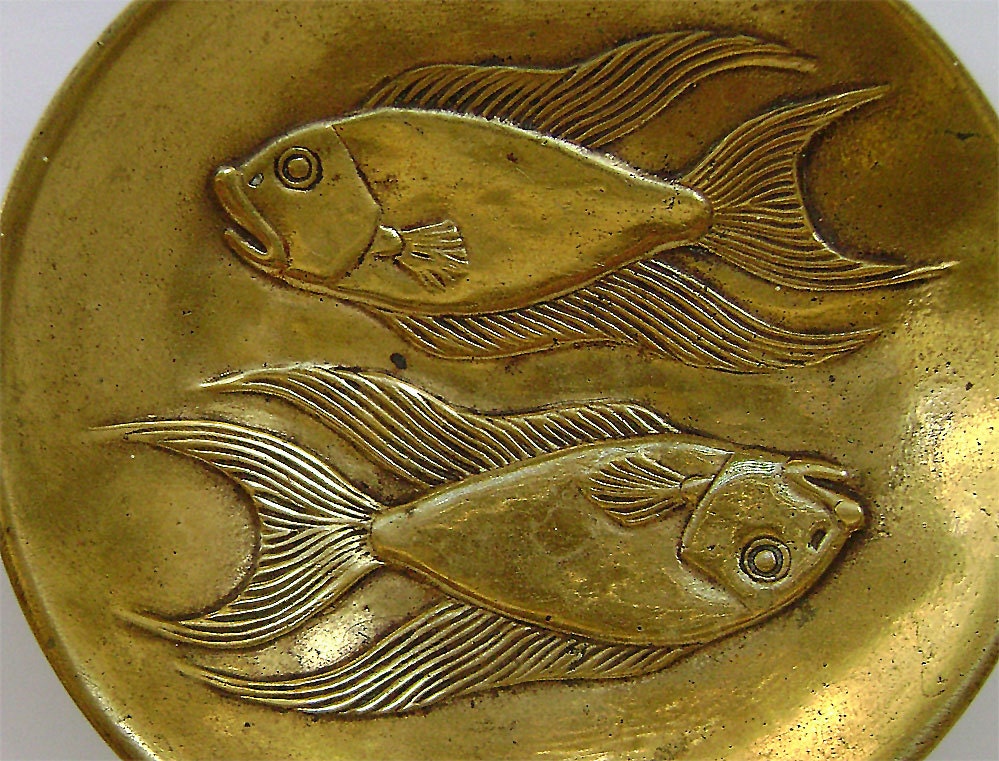 Riccardo Scarpa Bronze Relief Zodiac Tray Vide Poche 1950-60's signed Rare piece Mid century modern