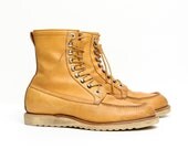 Honey Mustard Crepes: Mayan Gold Leather Vintage Bird Hunting Boots w/ Crepe Soles. Tyroleans. Made in USA by Dunham. Size - Mens VTG US 12
