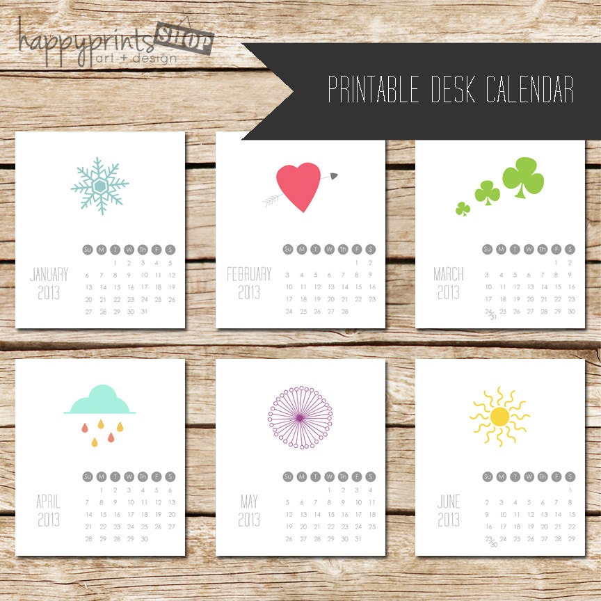 2013 Calendar - CD Jewel Case Printable Desk Calendar  - Simply Seasonal - Digital Jpg Print at Home - INSTANT DOWNLOAD