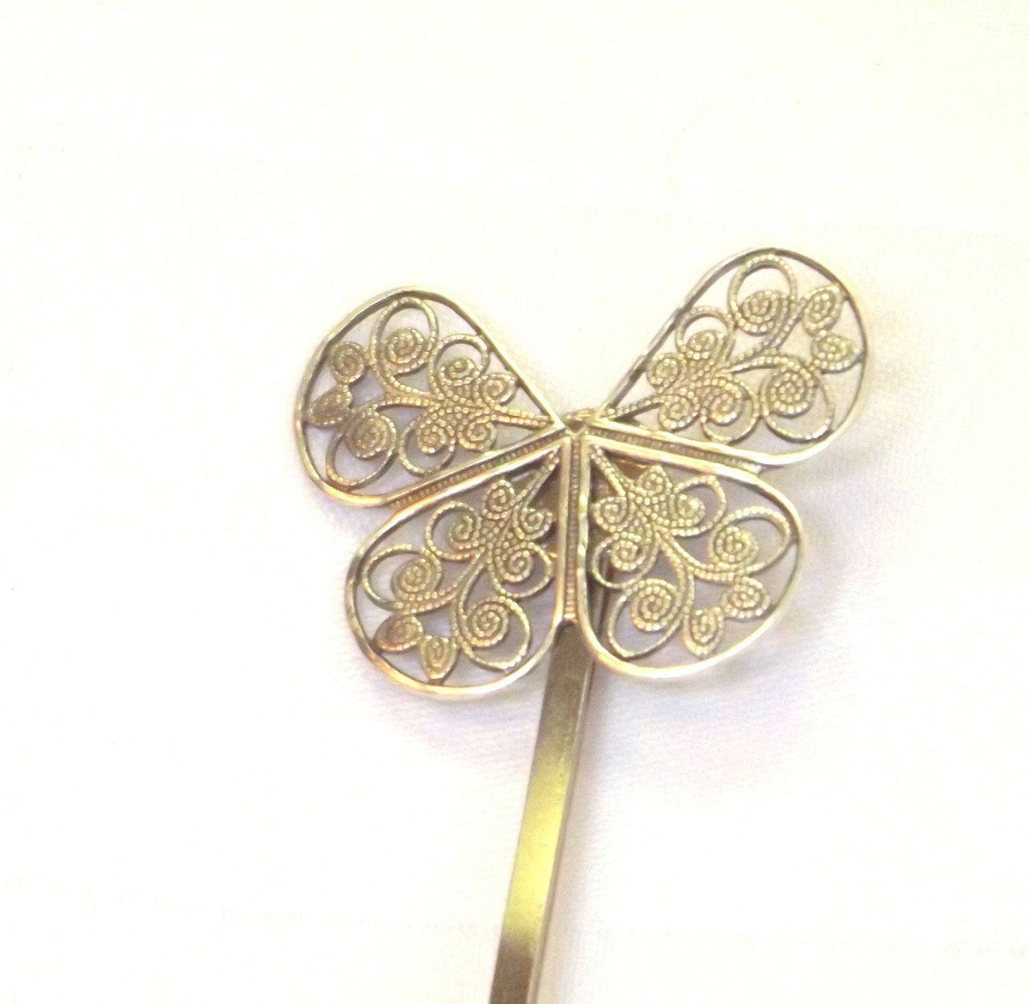 Silver Filigree Butterfly Bobby Pin Set