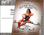 Vintage Pin Up Girl Invitation- Bachelorette party, Hens night, Lingerie Shower Birthday invite diy printed optional