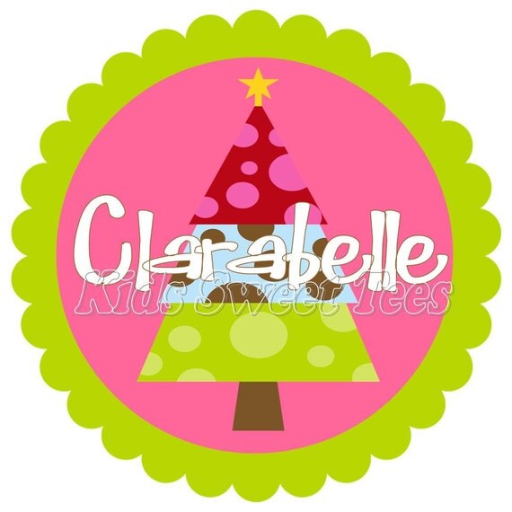 Funky Christmas Tree - personalized - digital image Il_570xn