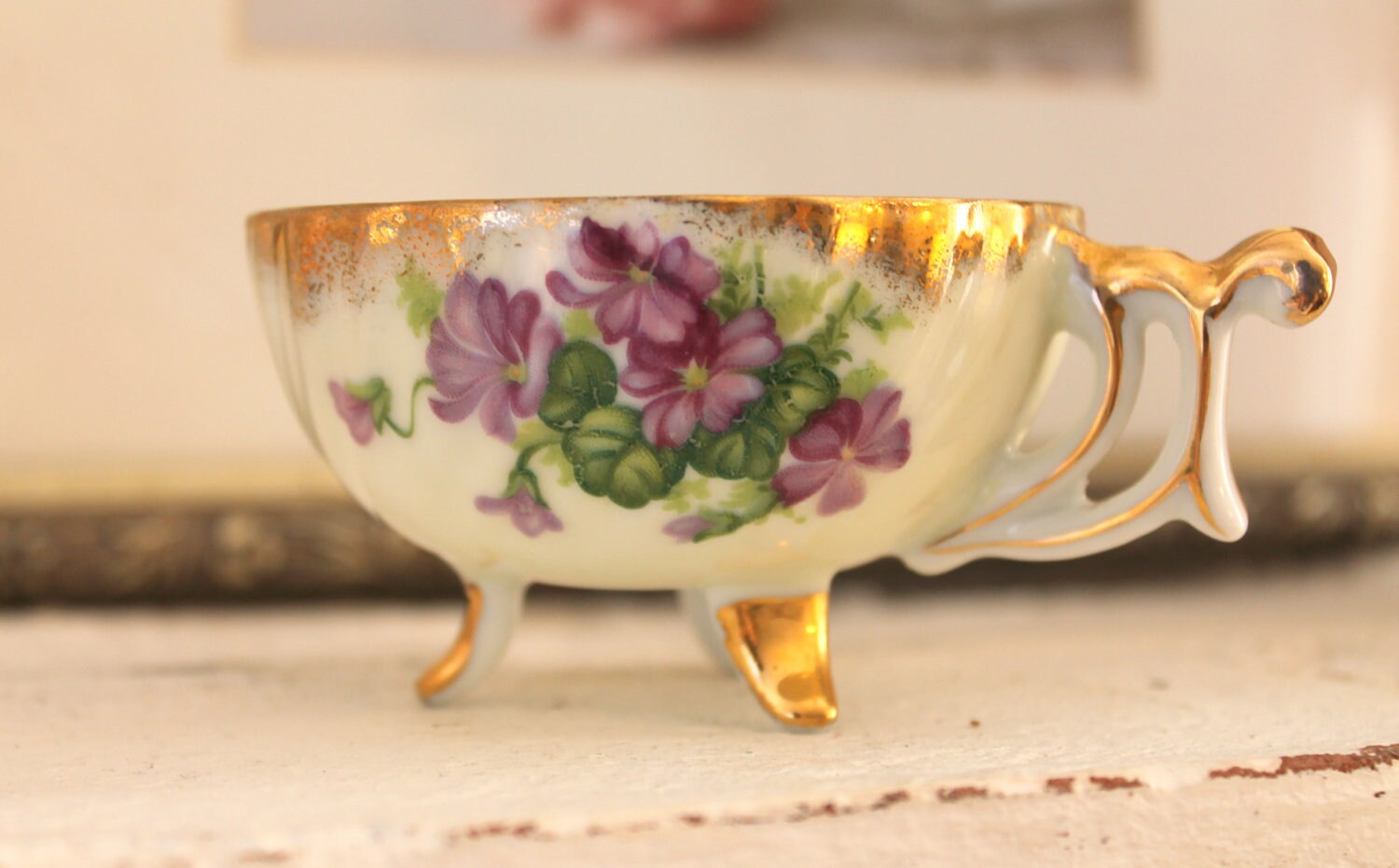 Vintage Violets Tea Cup...Victorian by DreamCottageChic on Etsy