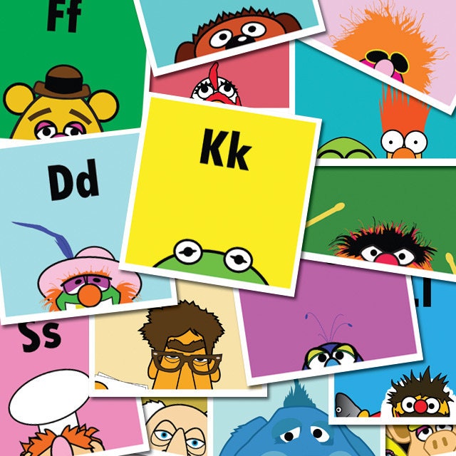 Muppets ABCs / 26 ABC Prints of The Muppets Original 4" x 4" Art Prints including Kermit, Animal, Beaker, Gonzo, Fozzie