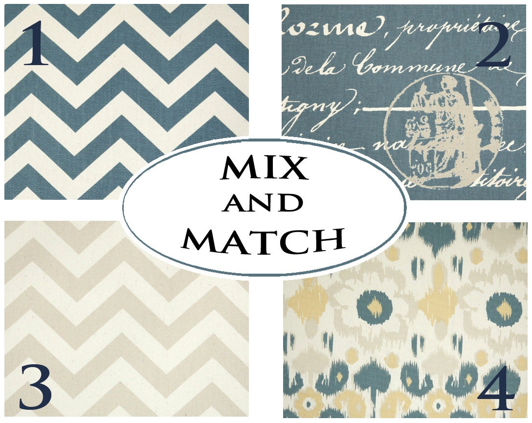 Decorative Throw Pillows Set of TWO 20x20 Pillow Cover  Chevron Pillow ikat Pillow Blue Chevron Pillow Printed Fabric Both Sides