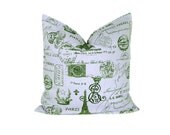 Throw Pillow Cover 16x16 inch.Green Cream Pillow. Paris Pillow.Decorator Pillow Cover.Housewares.Home Decor.Printed fabric both sides