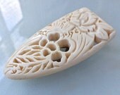 1920's handcarved ox bone dress or scarf clip, faux ivory from Japan