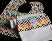 Zig Zag Bib and Burp Cloth Set: READY FOR SHIPMENT
