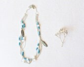 Boho necklace - boho jewelry - statement necklace - chain necklace - turquoise necklace - silver necklace -  feather jewelry - boho jewelry