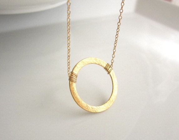 Eternity Circle Ring Necklace, karma Necklace, gold vermeil ring, 14k gold filled chain, simple everyday jewelry