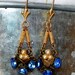 Vintage 40's Cobalt Blue West Germany Earrings, Artisan Designed