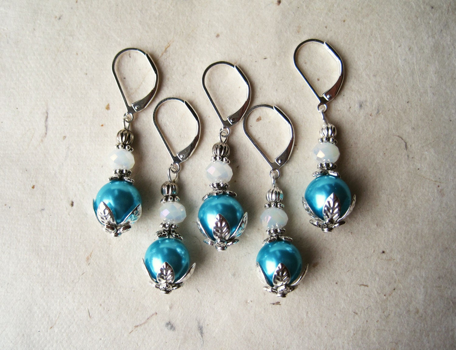 Ice Blue Pearl Earrings. Bridesmaid Earrings. Aqua Blue Earrings. Blue White and Silver Winter Jewelry Downton Abbey Inspired. GPB1.