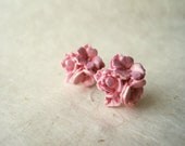 Pink Flower Earrings. Easter Jewelry Pink Earrings Handmade Polymer Clay Earrings. Gold Dusted Pink Rose Earrings FSE1.
