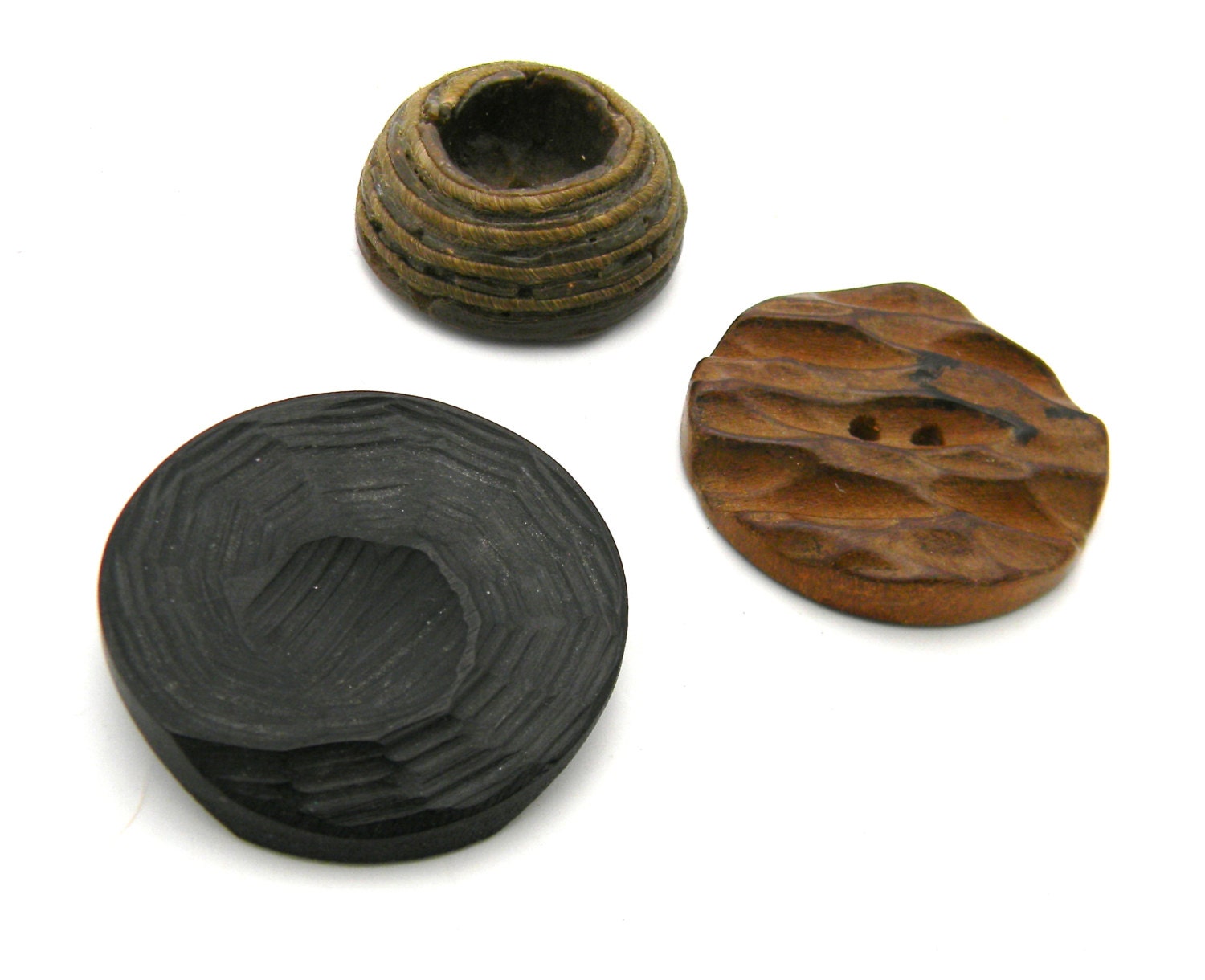 Vintage Wood Buttons Set, Boho, Retro Buttons, Unique Texture Buttons, Organic design