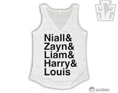 One Direction Singlet - Niall, Zayn, Liam, Harry, & Louis Tank Top - All Sizes Available - Item 010