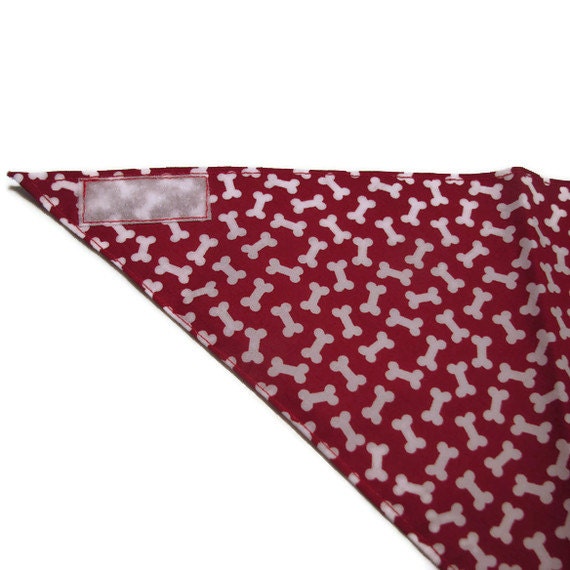 Dog Bandana Red with White Bones Velcro by HottDogs on Etsy