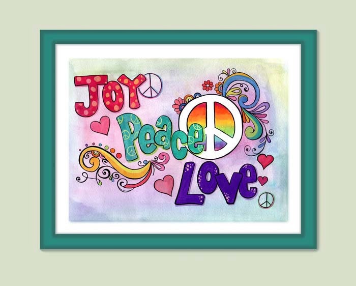 11x14 Print of Peace Sign Watercolor